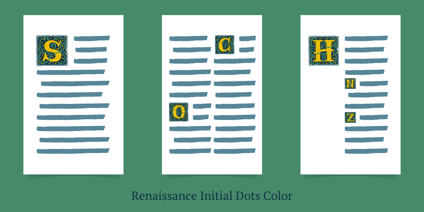 Renaissance Initial Dots White Font preview